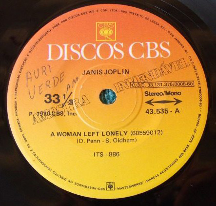 Accords et paroles A Woman Left Lonely Janis Joplin