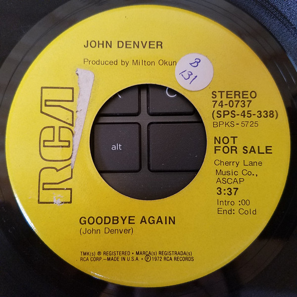 Accords et paroles Goodbye again John Denver