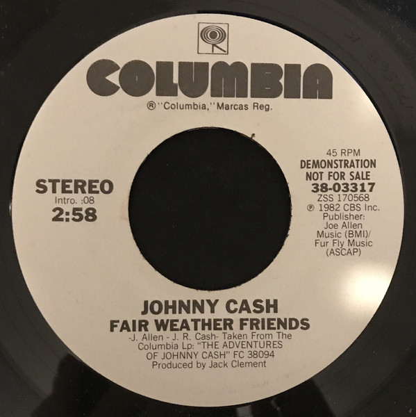 Accords et paroles Fair Weather Friends Johnny Cash