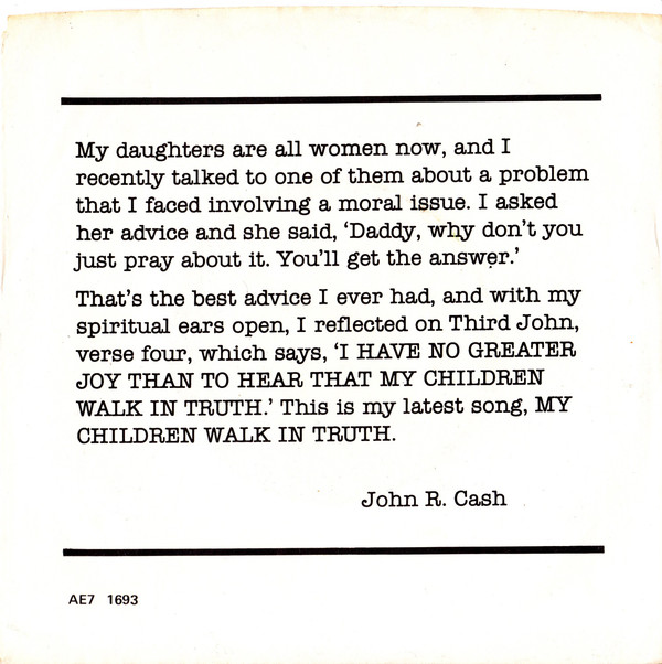 Accords et paroles My Children Walk In Truth Johnny Cash