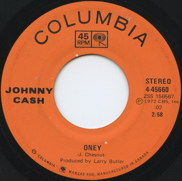 Accords et paroles Oney Johnny Cash