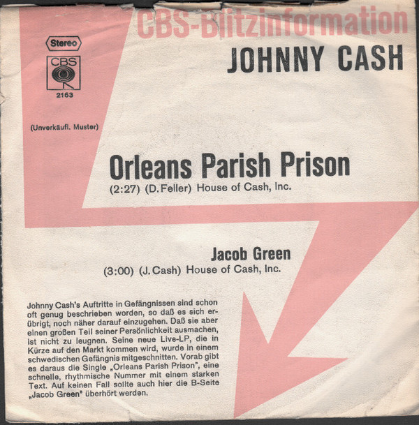Accords et paroles Orleans Parish Prison Johnny Cash