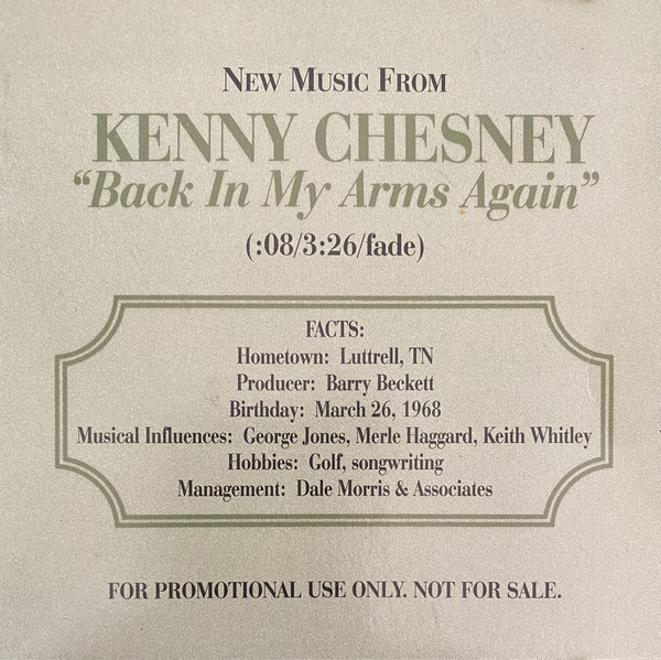 Accords et paroles Back In My Arms Again Kenny Chesney