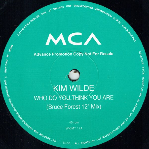 Accords et paroles Who Do You Think You Are Kim Wilde