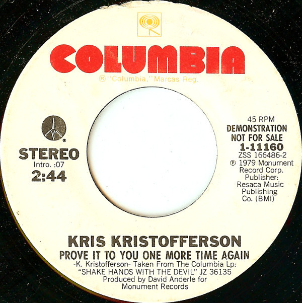 Accords et paroles Prove It To You One More Time Again Kris Kristofferson