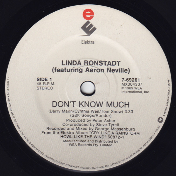 Accords et paroles Don't Know Much Linda Ronstadt
