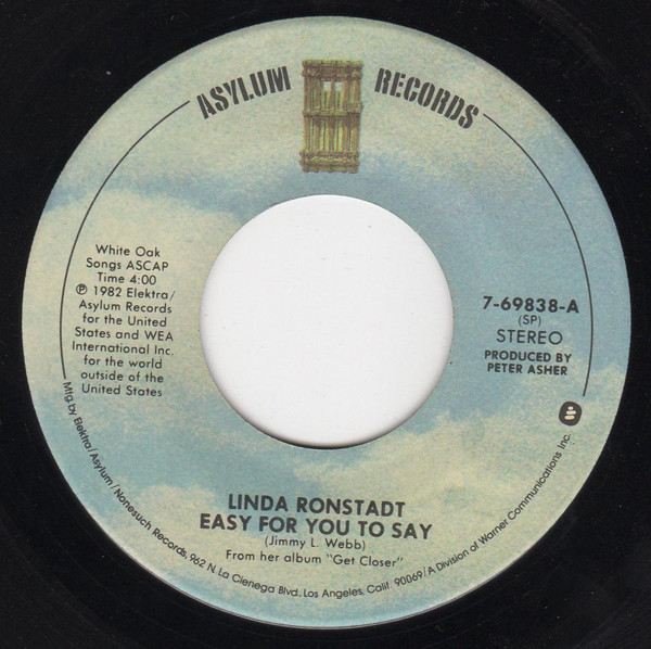 Accords et paroles Easy For You To Say Linda Ronstadt