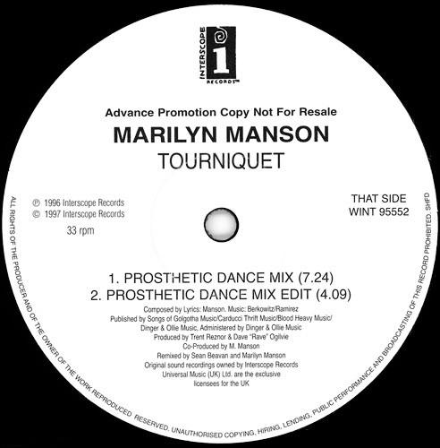 Accords et paroles Tourniquet Marilyn Manson