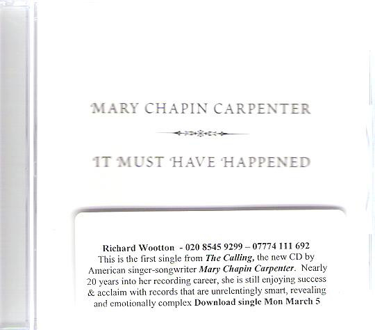 Accords et paroles It Must Have Happened Mary Chapin Carpenter