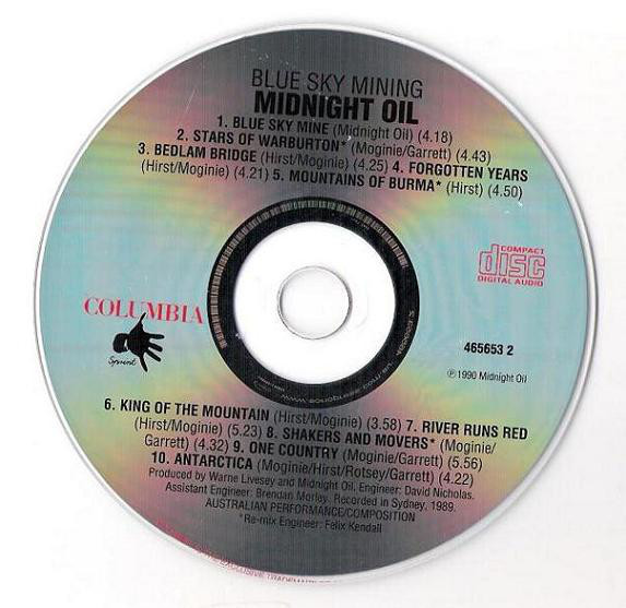 Accords et paroles Blue Sky Mining Midnight Oil