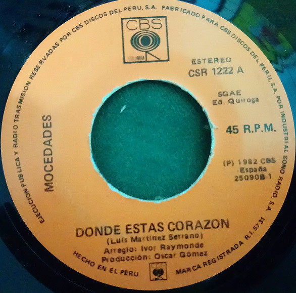 Accords et paroles Dónde Estás Corazón Mocedades