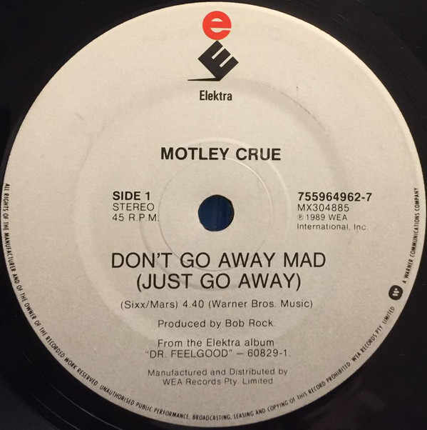 Accords et paroles Don't Go Away Mad (Just Go Away) Motley Crue