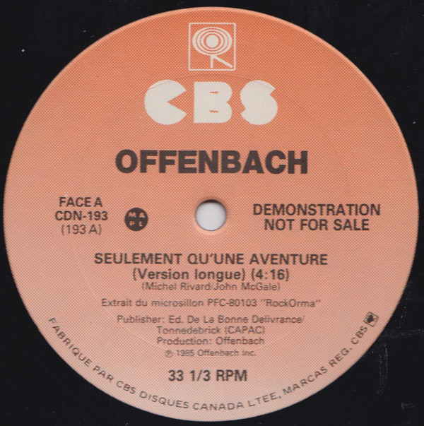 Accords et paroles Seulement qu'une aventure Offenbach