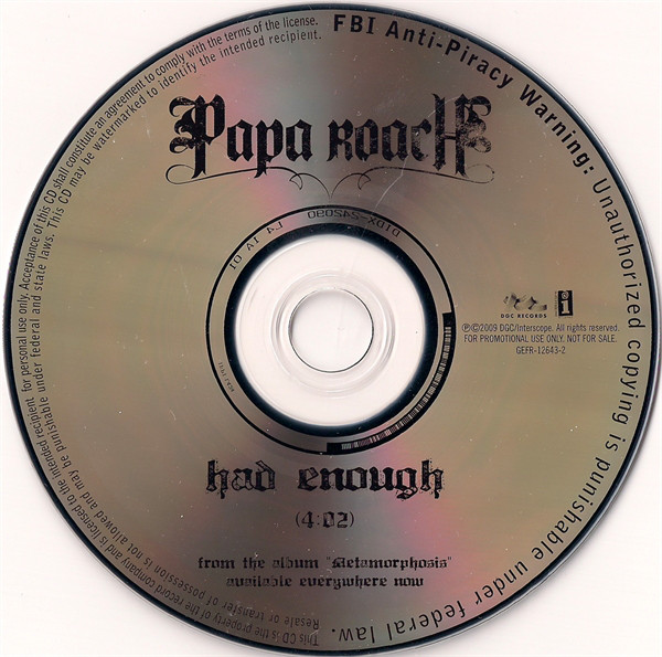 Accords et paroles Had Enough Papa Roach