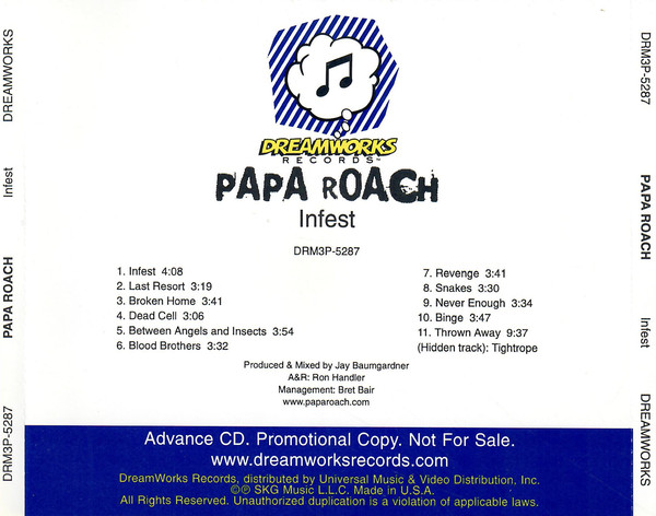 Accords et paroles Infest Papa Roach