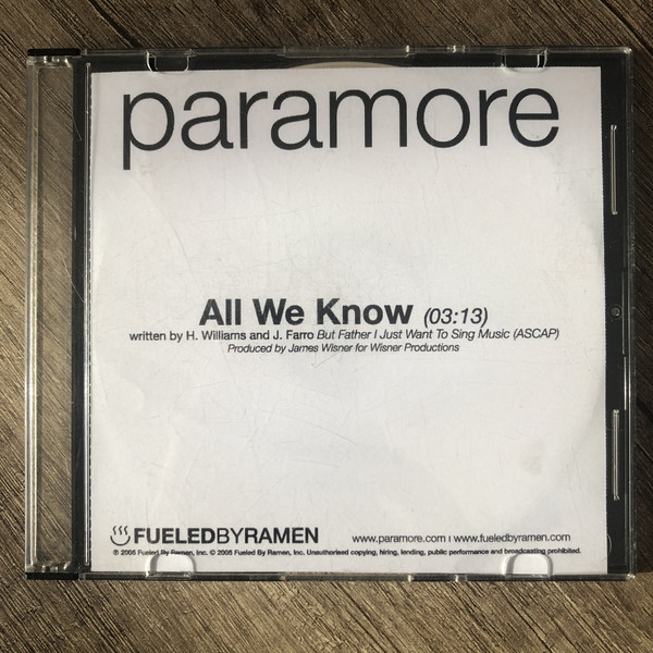 Accords et paroles All we know Paramore