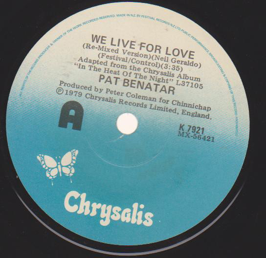 Accords et paroles We Live For Love Pat Benatar
