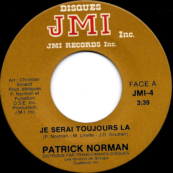 Accords et paroles Je serai là Patrick Norman