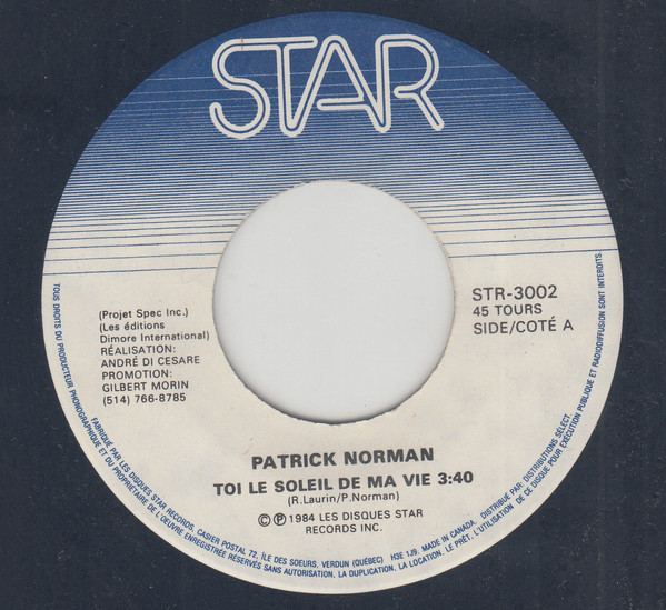 Accords et paroles Toi le soleil de ma vie Patrick Norman