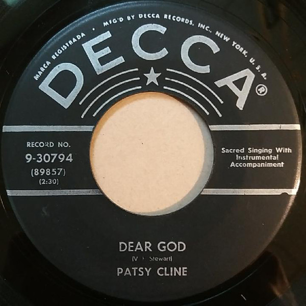 Accords et paroles Dear God Patsy Cline