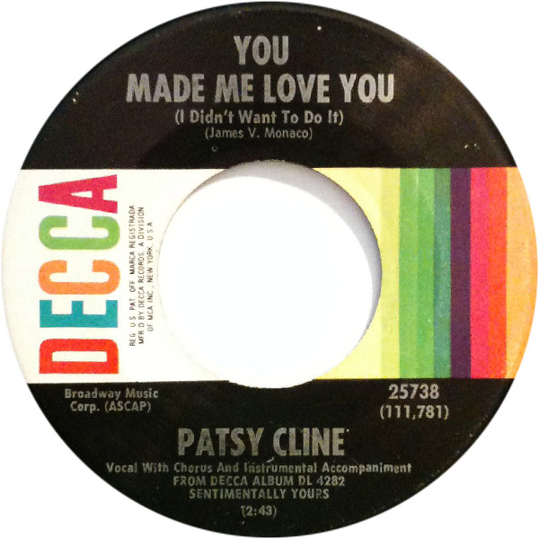 Accords et paroles You Made Me Love You I Didnt Want To Do It Patsy Cline