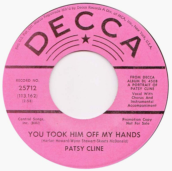 Accords et paroles You Took Him Off My Hands Patsy Cline