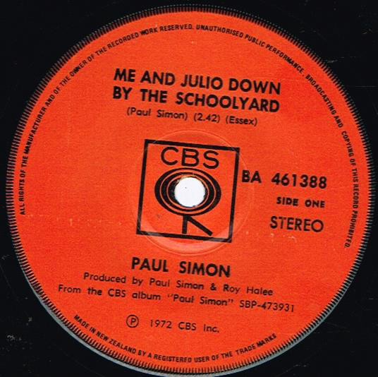 Accords et paroles Me and Julio Down by the Schoolyard Paul Simon