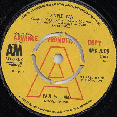 Accords et paroles Simple Man Paul Williams