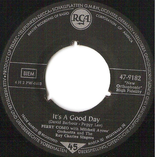 Accords et paroles It's A Good Day Perry Como