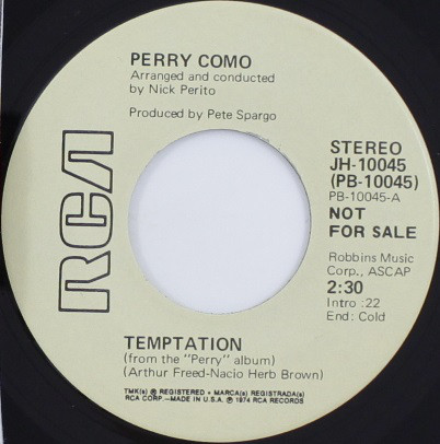 Accords et paroles Temptation Perry Como