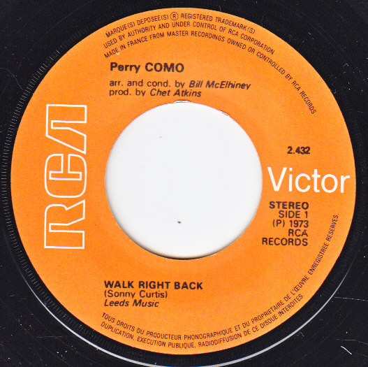 Accords et paroles Walk Right Back Perry Como