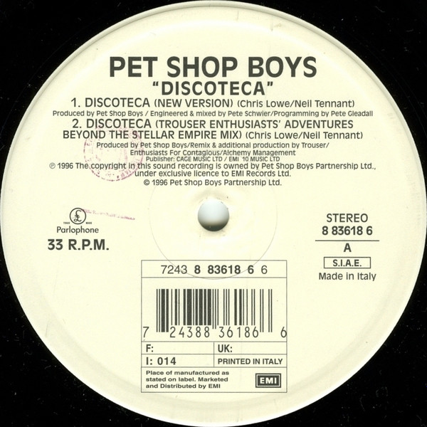 Accords et paroles Discoteca Pet Shop Boys