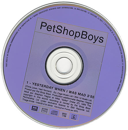 Accords et paroles Yesterday When I Was Mad Pet Shop Boys