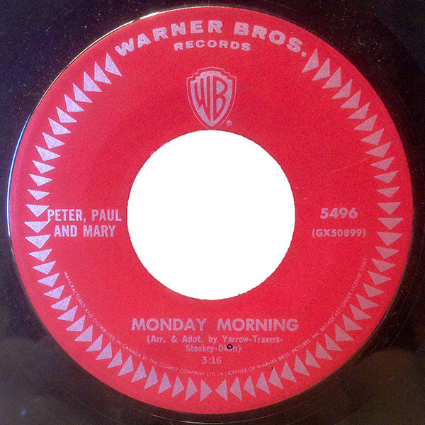 Accords et paroles Monday Morning Peter, Paul and Mary