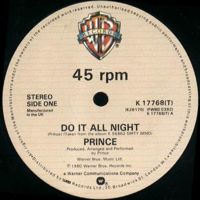 Accords et paroles Do It All Night Prince