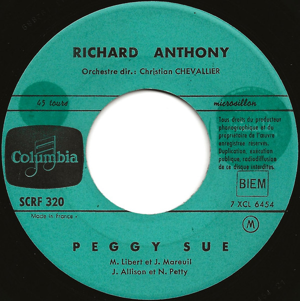 Accords et paroles Peggy Sue Richard Anthony