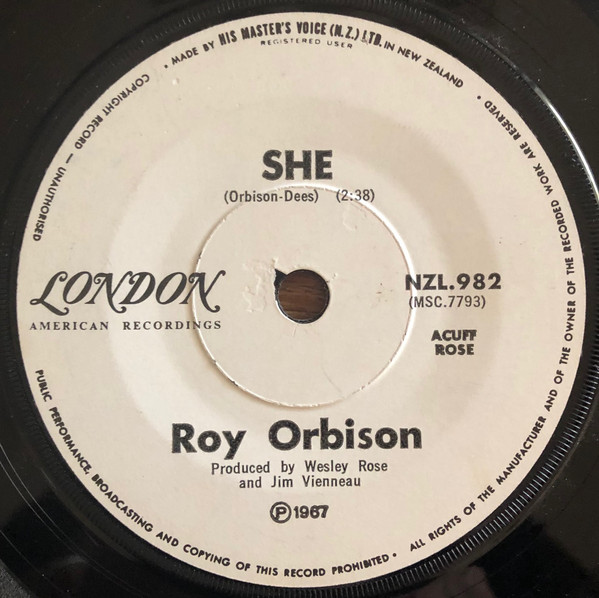 Accords et paroles She Roy Orbison