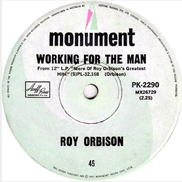 Accords et paroles Working For The Man Roy Orbison