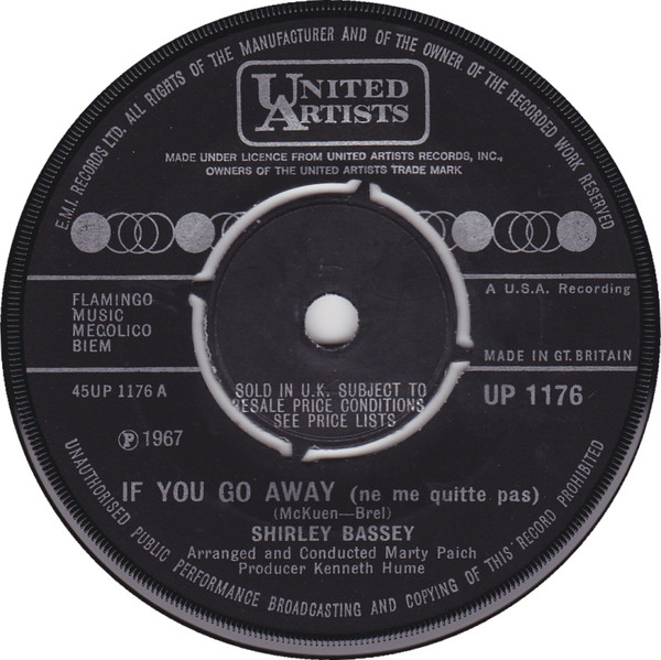 Accords et paroles If You Go Away (Ne Me Quitte Pas) Shirley Bassey