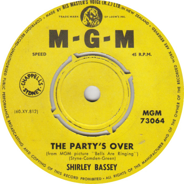 Accords et paroles The Party's Over Shirley Bassey