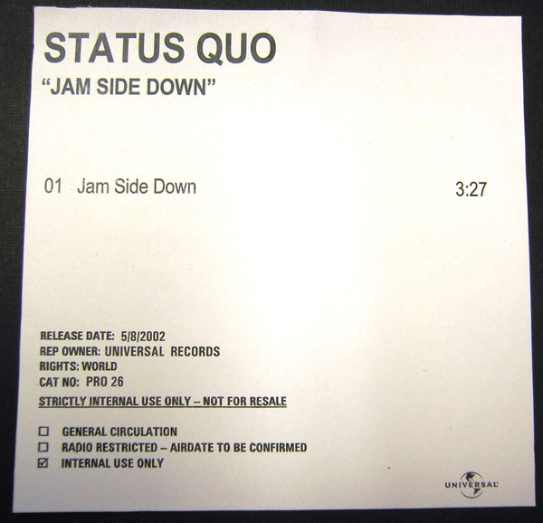 Accords et paroles Jam Side Down Status Quo