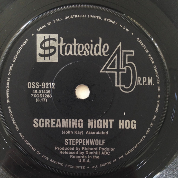 Accords et paroles Screaming Night Hog Steppenwolf