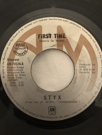 Accords et paroles First Time Styx