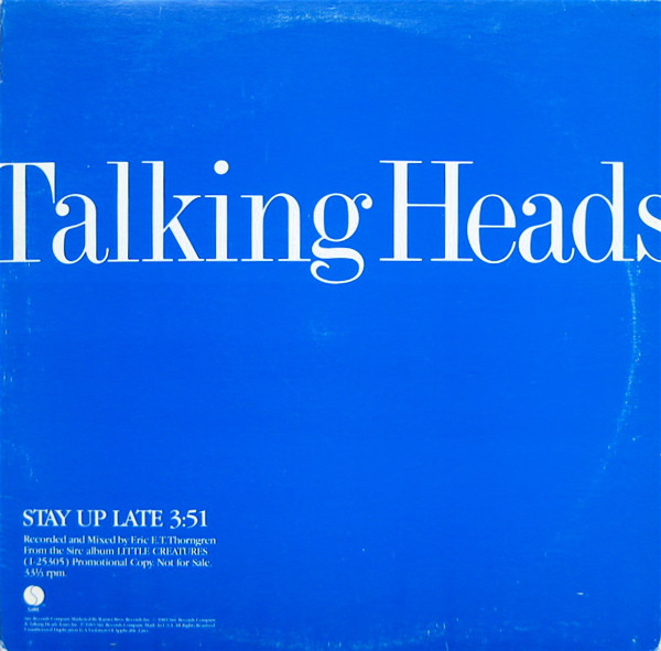 Accords et paroles Stay Up Late Talking Heads