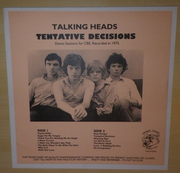 Accords et paroles Tentative Decisions Talking Heads