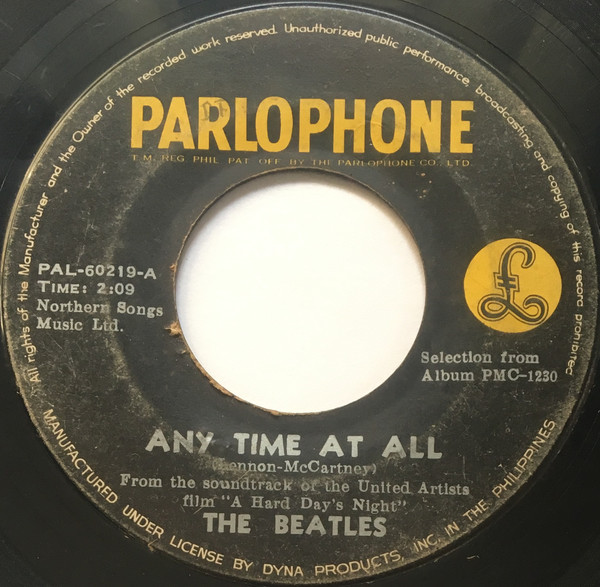 Accords et paroles Any Time at All The Beatles