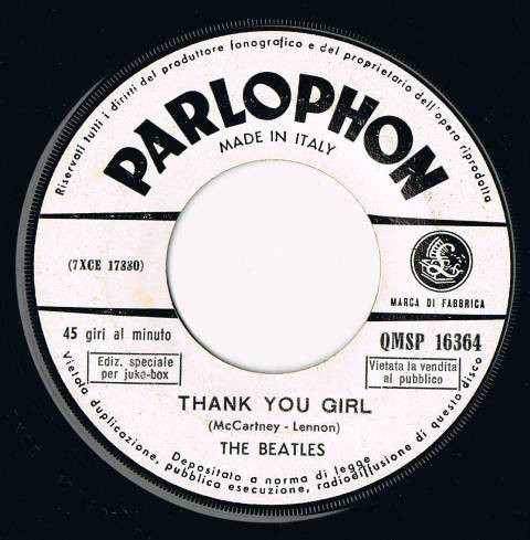 Accords et paroles Thank You Girl The Beatles