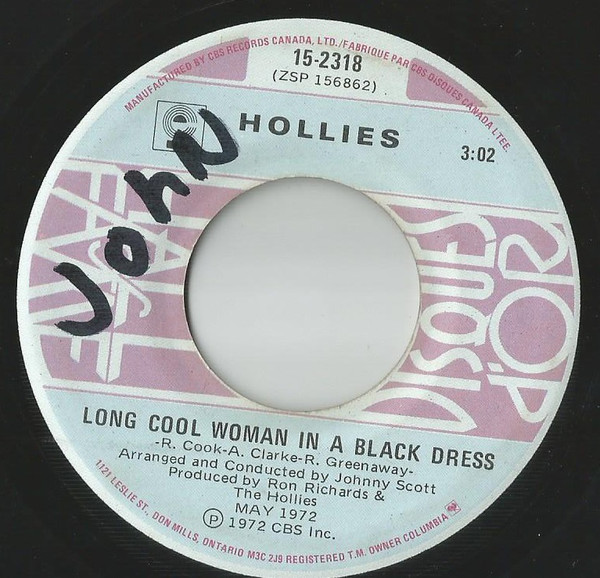 Accords et paroles Long Cool Woman In A Black Dress The Hollies