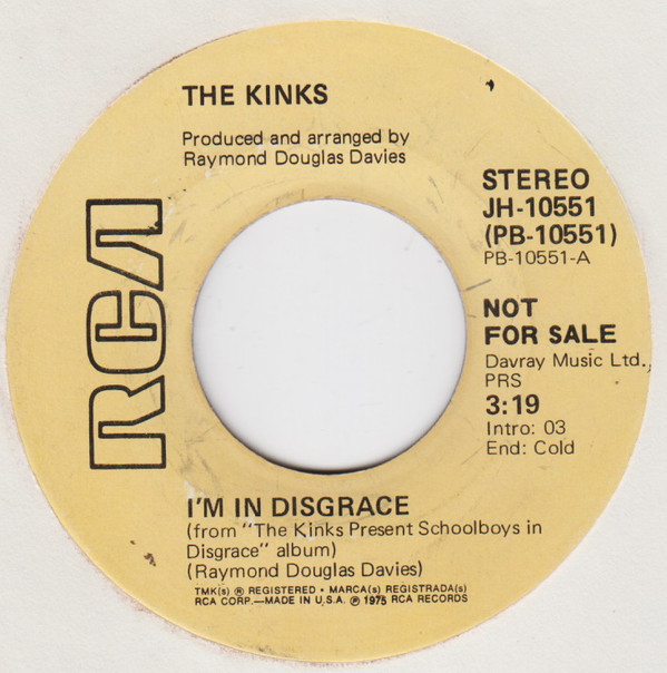 Accords et paroles Im In Disgrace The Kinks