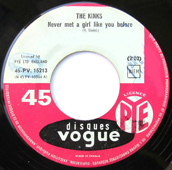 Accords et paroles Never Met A Girl Like You Before The Kinks